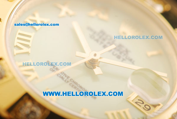 Rolex Datejust Automatic Movement Full Gold with Green Dial and Roman Numerals-ETA Coating Case - Click Image to Close